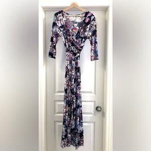 Navy / Purple Floral Maxi Dress